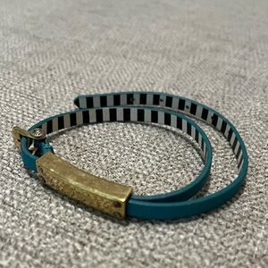 henri bendel Leather Bracelet with Gold Bar and Buckle